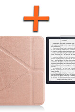 Nomfy Hoesje Geschikt voor Kobo Libra 2 Hoes Book Case - Hoes Geschikt voor Kobo Libra 2 Hoesje Book Cover Met Screenprotector - Rosé Goud