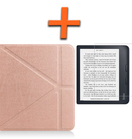 Nomfy Nomfy Kobo Libra 2 Hoesje Met Screenprotector - Rose Goud
