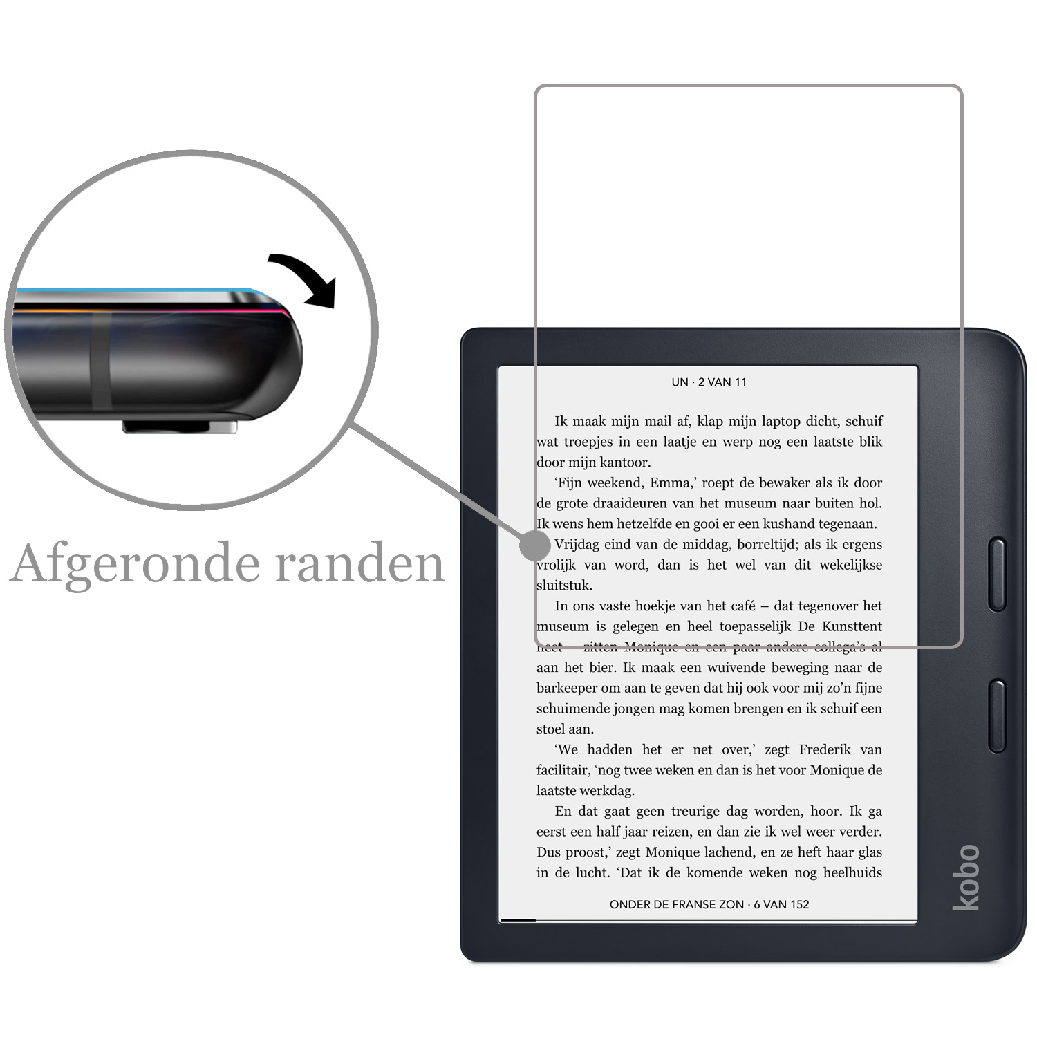 Nomfy Hoesje Geschikt voor Kobo Libra 2 Hoes Book Case - Hoes Geschikt voor Kobo Libra 2 Hoesje Book Cover Met Screenprotector - Grijs