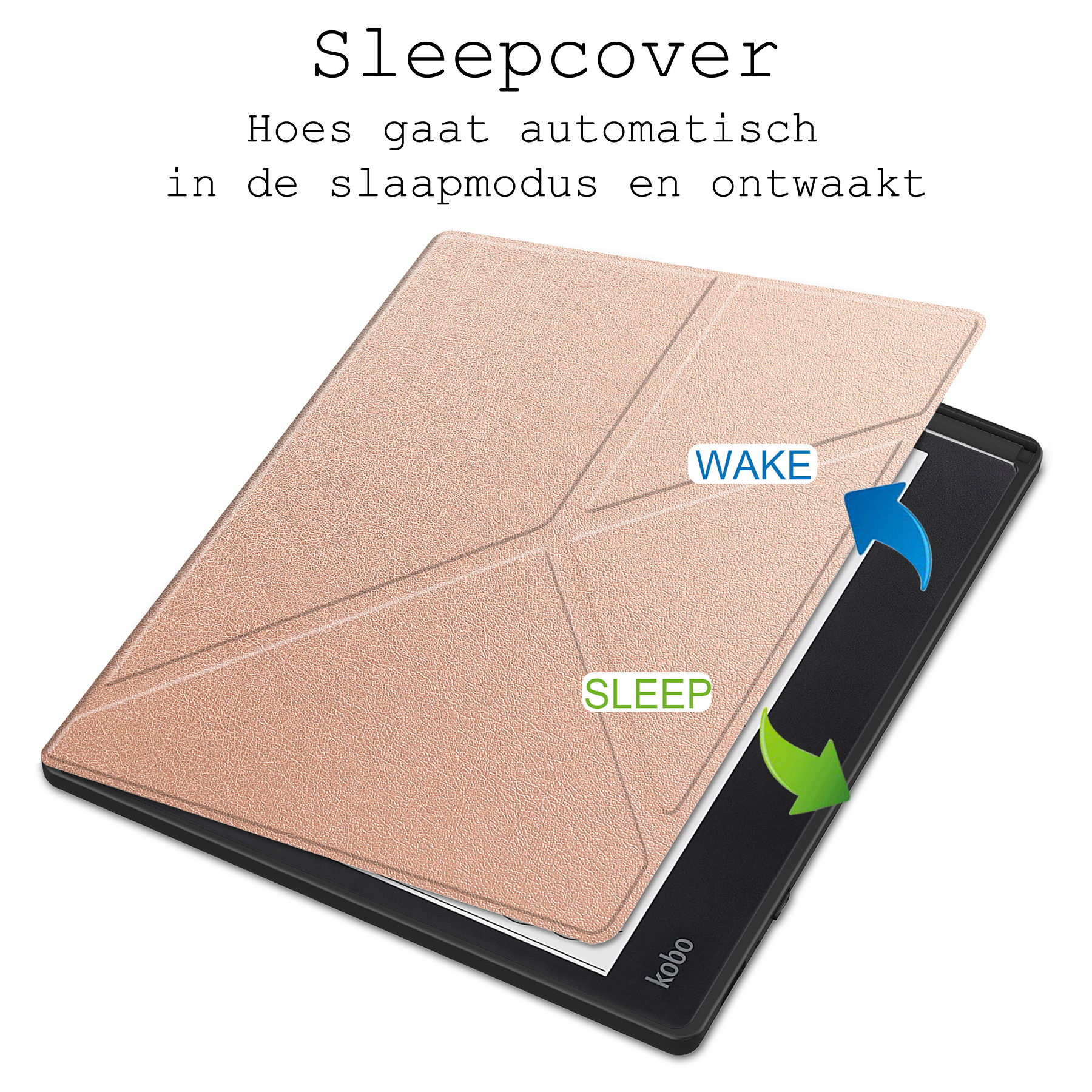 Nomfy Hoesje Geschikt voor Kobo Elipsa 2E Hoes Book Case - Hoes Geschikt voor Kobo Elipsa 2E Hoesje Book Cover Met Screenprotector - Rosé Goud