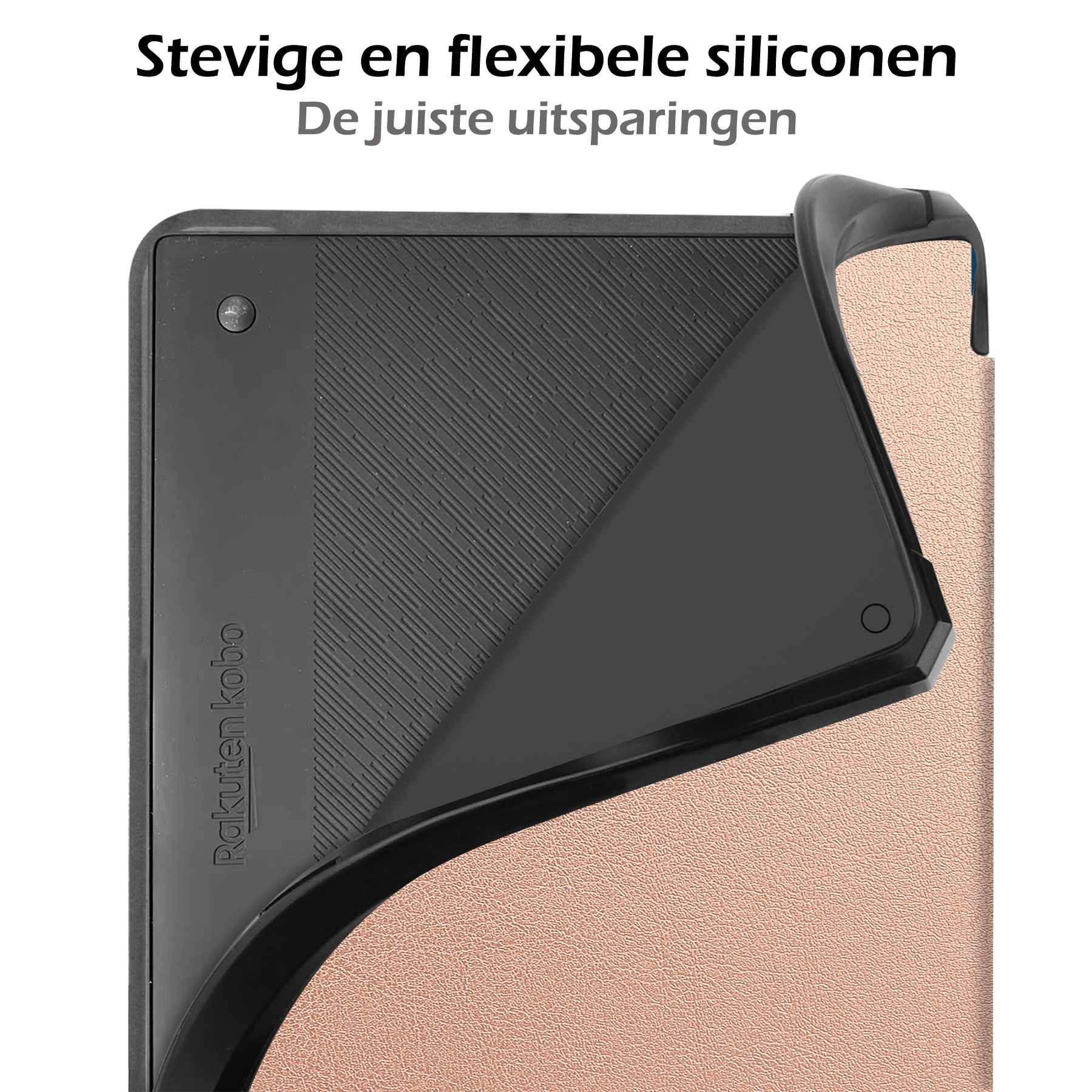 Nomfy Hoesje Geschikt voor Kobo Elipsa 2E Hoes Book Case - Hoes Geschikt voor Kobo Elipsa 2E Hoesje Book Cover Met Screenprotector - Rosé Goud