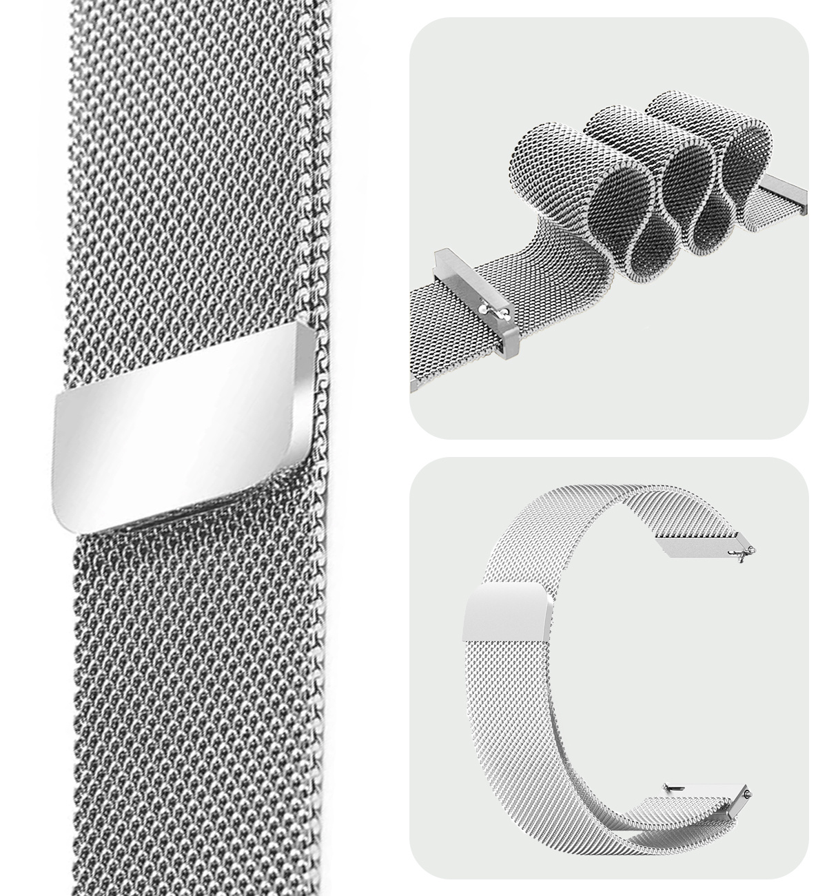 BASEY. Milanees Bandje Geschikt voor Samsung Watch 4 Milanees Bandje - Band Geschikt voor Samsung Galaxy Watch 4 Bandje Met Magneetsluiting Milanees - Zilver