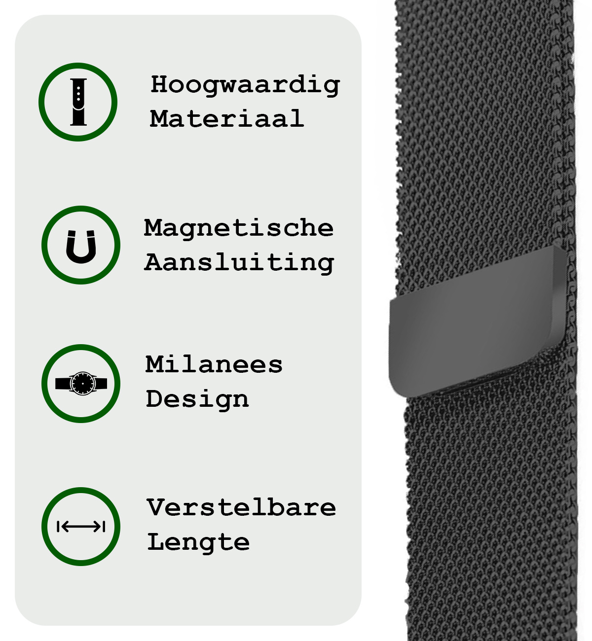 BASEY. Milanees Bandje Geschikt voor Samsung Watch 4 Milanees Bandje - Band Geschikt voor Samsung Galaxy Watch 4 Bandje Met Magneetsluiting Milanees - Zwart