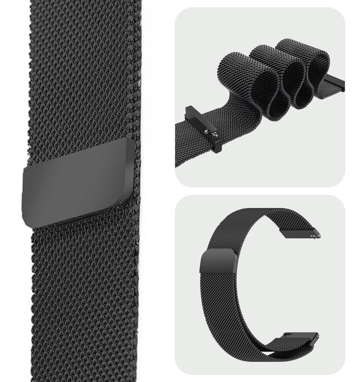 BASEY. Milanees Bandje Geschikt voor Samsung Watch 5 Milanees Bandje - Band Geschikt voor Samsung Galaxy Watch 5 Bandje Met Magneetsluiting Milanees - Zwart