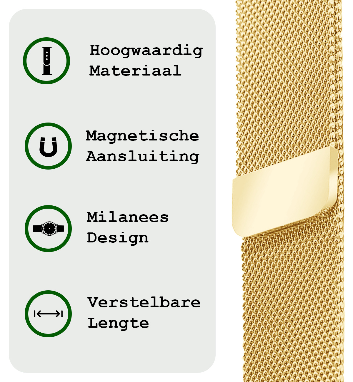 BASEY. Milanees Bandje Geschikt voor Samsung Watch 6 Milanees Bandje - Band Geschikt voor Samsung Galaxy Watch 6 Bandje Met Magneetsluiting Milanees - Goud