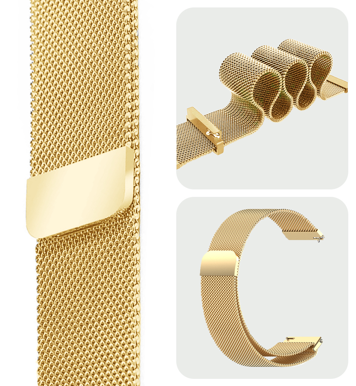 BASEY. Milanees Bandje Geschikt voor Samsung Watch 6 Milanees Bandje - Band Geschikt voor Samsung Galaxy Watch 6 Bandje Met Magneetsluiting Milanees - Goud