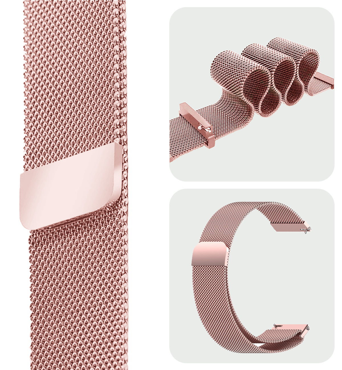 BASEY. Milanees Bandje Geschikt voor Samsung Watch 6 Milanees Bandje - Band Geschikt voor Samsung Galaxy Watch 6 Bandje Met Magneetsluiting Milanees - Rose Goud