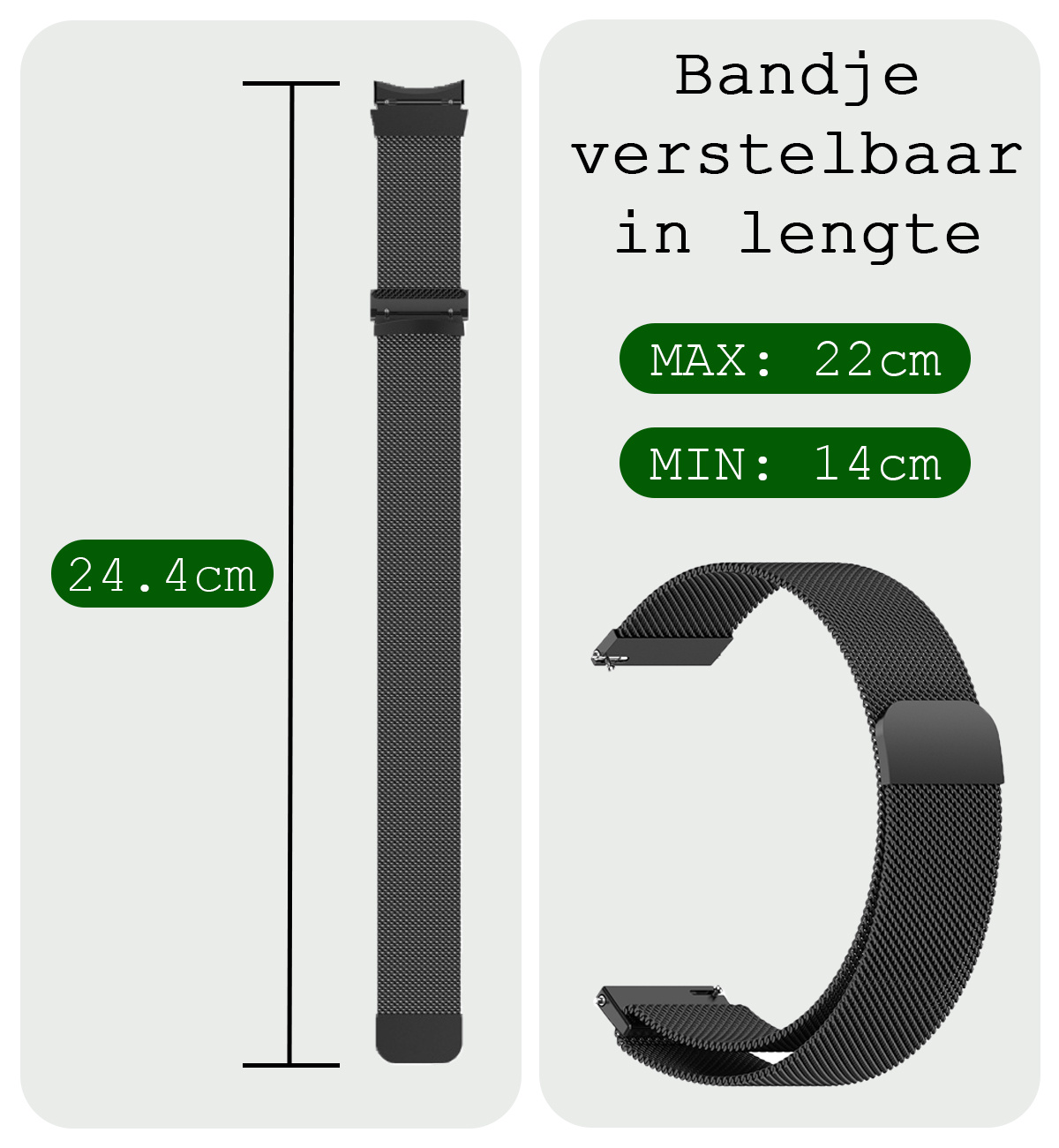 BASEY. Milanees Bandje Geschikt voor Samsung Watch 6 Milanees Bandje - Band Geschikt voor Samsung Galaxy Watch 6 Bandje Met Magneetsluiting Milanees - Zwart