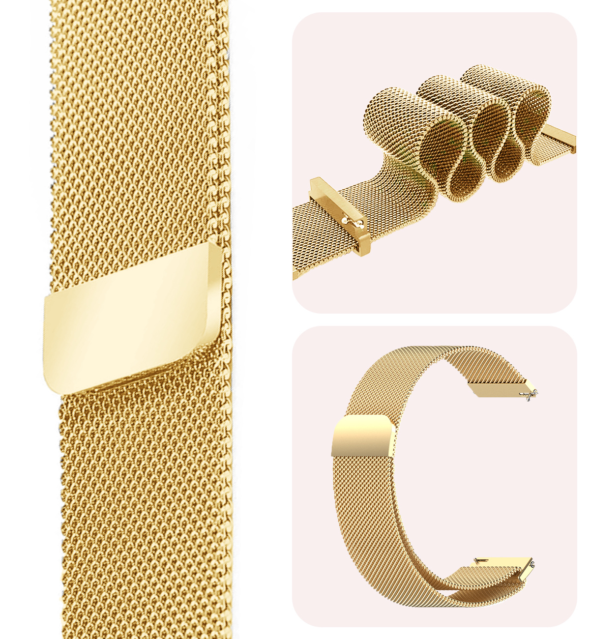 NoXx Horlogeband Milanees Geschikt voor Samsung Watch 4 Bandje Met Magneetsluiting - Bandje Geschikt voor Samsung Galaxy Watch 4 Band Milanees - Goud