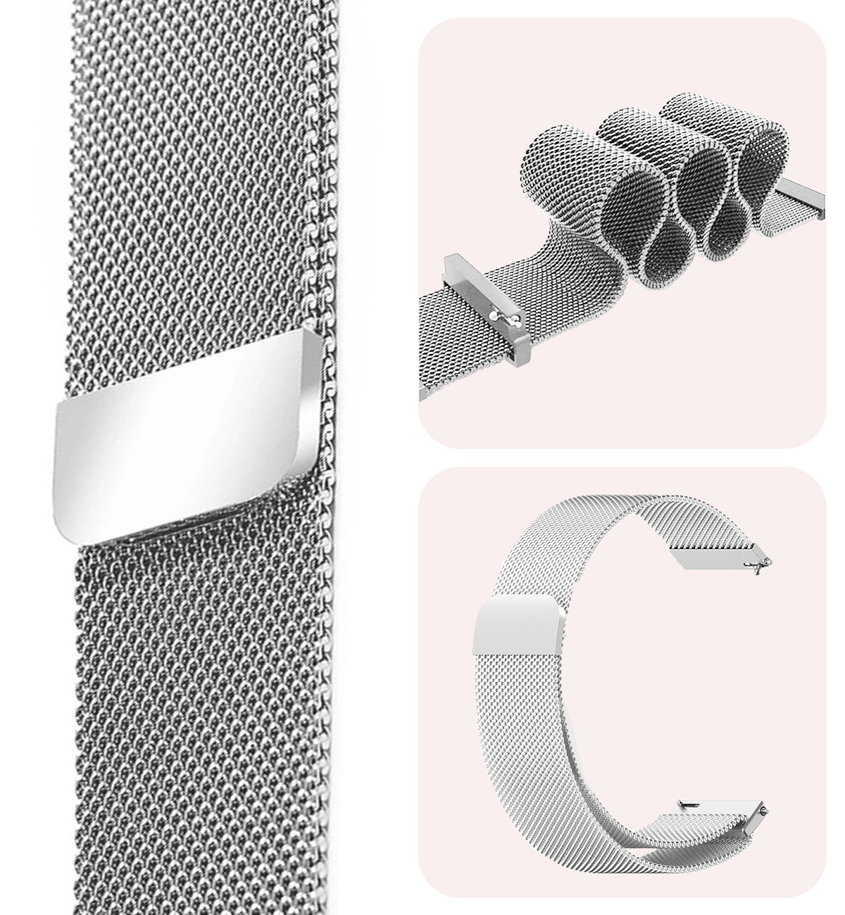 NoXx Horlogeband Milanees Geschikt voor Samsung Watch 4 Bandje Met Magneetsluiting - Bandje Geschikt voor Samsung Galaxy Watch 4 Band Milanees - Zilver