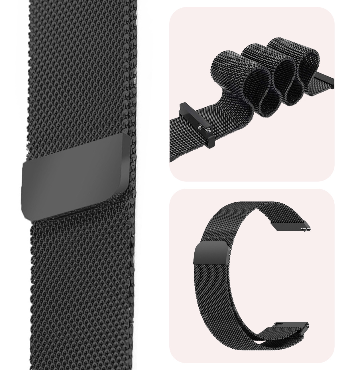 NoXx Horlogeband Milanees Geschikt voor Samsung Watch 4 Bandje Met Magneetsluiting - Bandje Geschikt voor Samsung Galaxy Watch 4 Band Milanees - Zwart