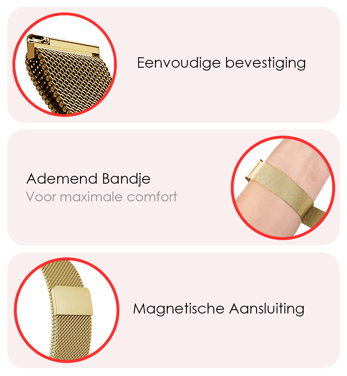NoXx Horlogeband Milanees Geschikt voor Samsung Watch 6 Bandje Met Magneetsluiting - Bandje Geschikt voor Samsung Galaxy Watch 6 Band Milanees - Goud