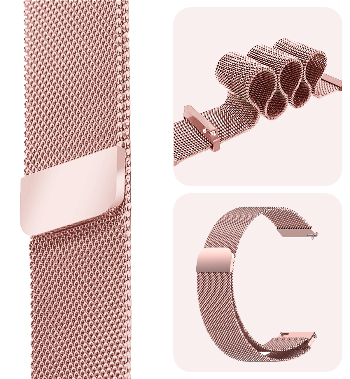 NoXx Horlogeband Milanees Geschikt voor Samsung Watch 6 Bandje Met Magneetsluiting - Bandje Geschikt voor Samsung Galaxy Watch 6 Band Milanees - Rose Goud