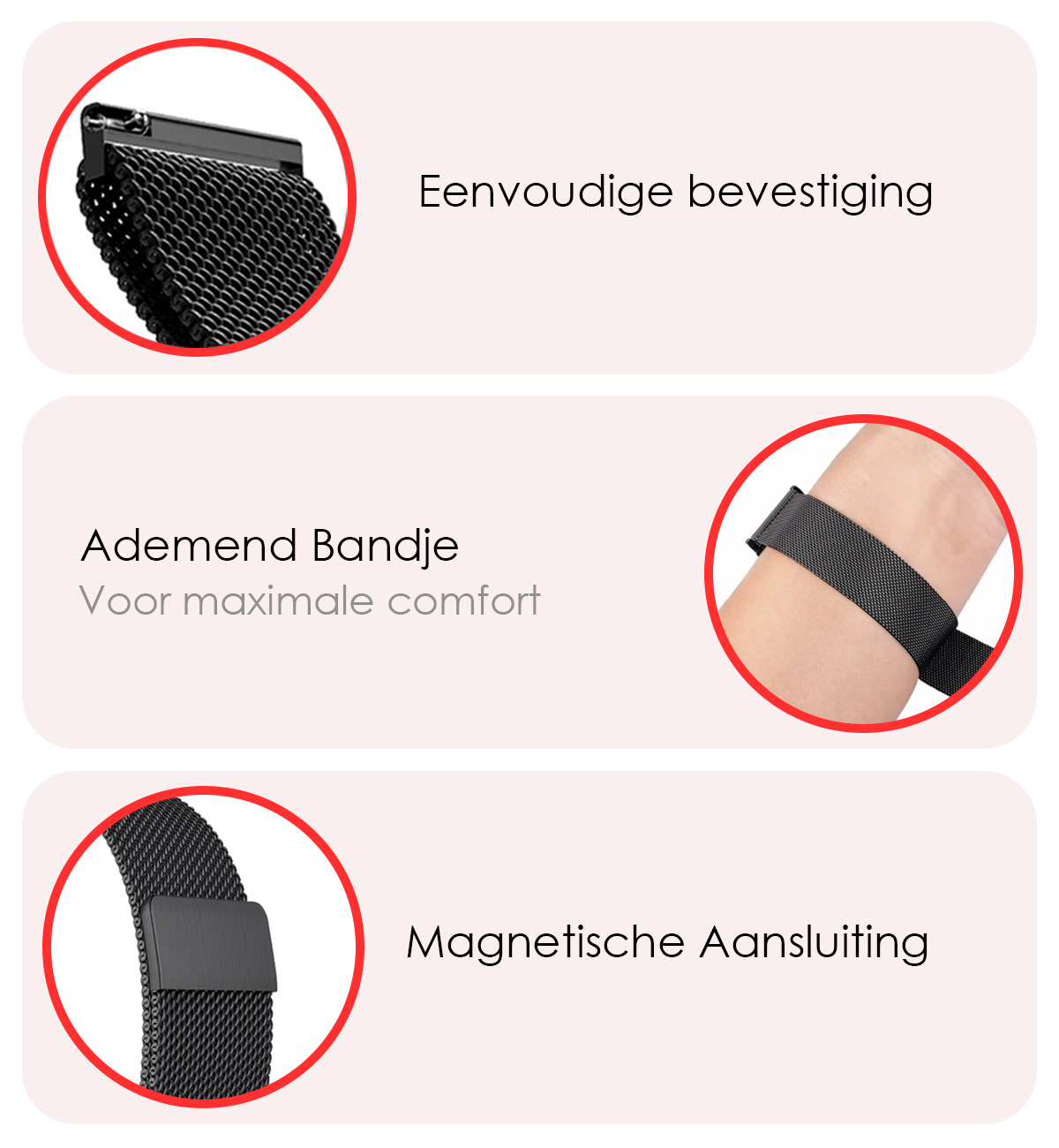 NoXx Horlogeband Milanees Geschikt voor Samsung Watch 6 Bandje Met Magneetsluiting - Bandje Geschikt voor Samsung Galaxy Watch 6 Band Milanees - Zwart