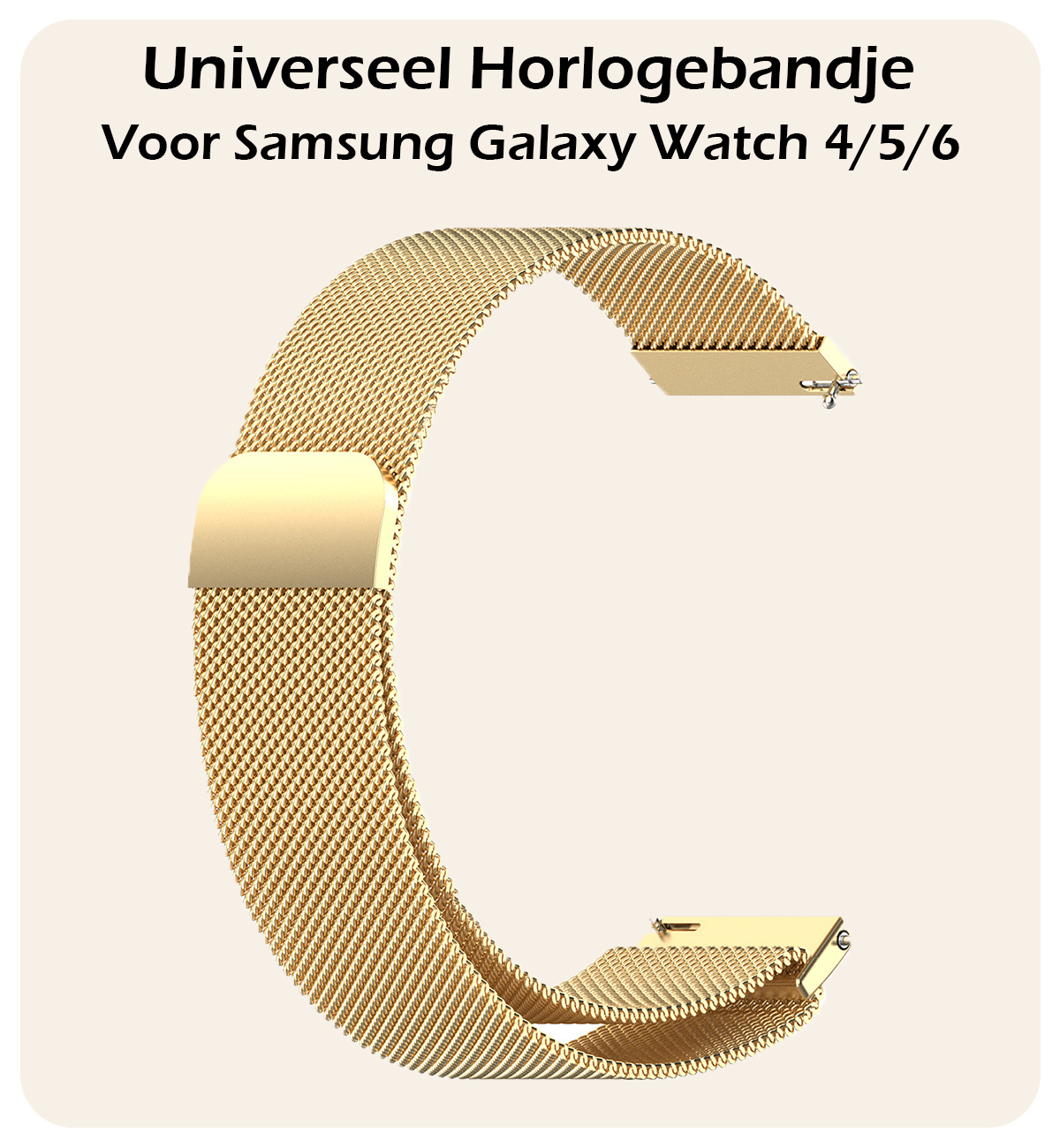 Nomfy Milanees Horlogebandje Geschikt voor Samsung Watch 4 Band Milanees Met Magneetsluiting - Bandje Geschikt voor Samsung Galaxy Watch 4 Bandje Milanees - Goud