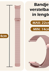 Nomfy Milanees Horlogebandje Geschikt voor Samsung Watch 4 Band Milanees Met Magneetsluiting - Bandje Geschikt voor Samsung Galaxy Watch 4 Bandje Milanees - Rose Goud