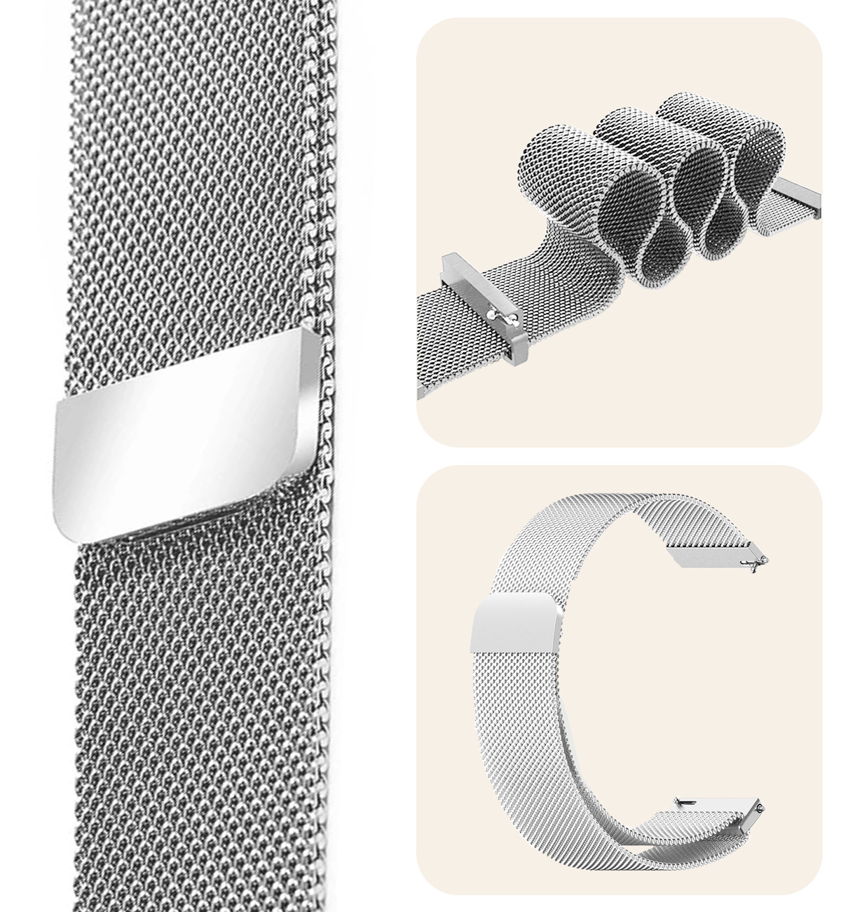 Nomfy Milanees Horlogebandje Geschikt voor Samsung Watch 4 Band Milanees Met Magneetsluiting - Bandje Geschikt voor Samsung Galaxy Watch 4 Bandje Milanees - Zilver