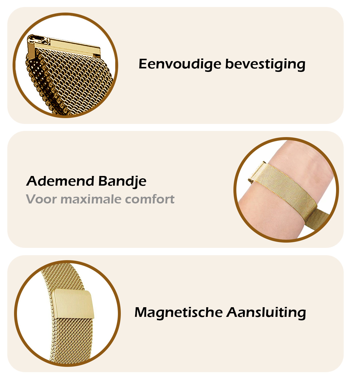 Nomfy Milanees Horlogebandje Geschikt voor Samsung Watch 5 Band Milanees Met Magneetsluiting - Bandje Geschikt voor Samsung Galaxy Watch 5 Bandje Milanees - Goud