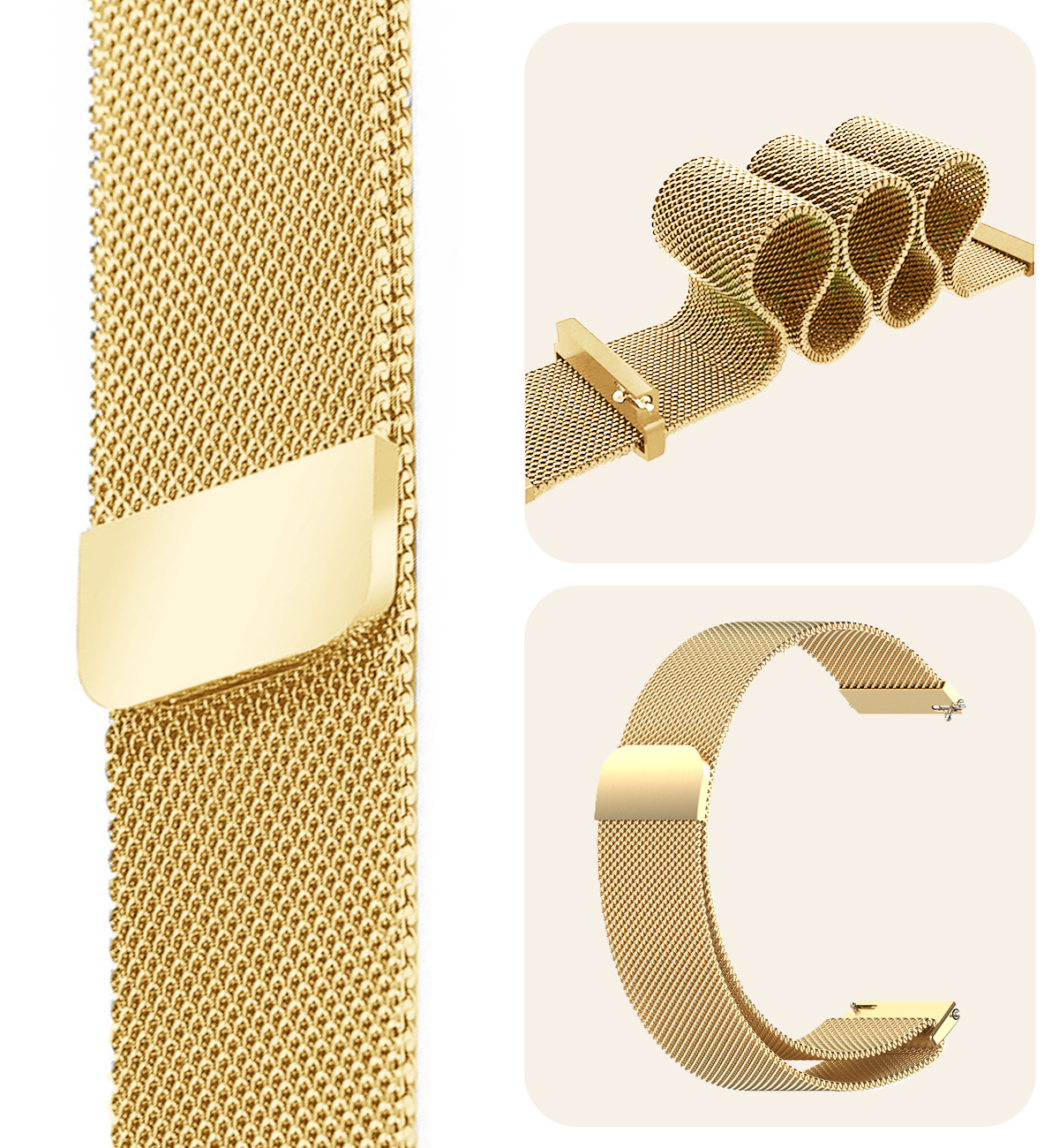 Nomfy Milanees Horlogebandje Geschikt voor Samsung Watch 5 Band Milanees Met Magneetsluiting - Bandje Geschikt voor Samsung Galaxy Watch 5 Bandje Milanees - Goud