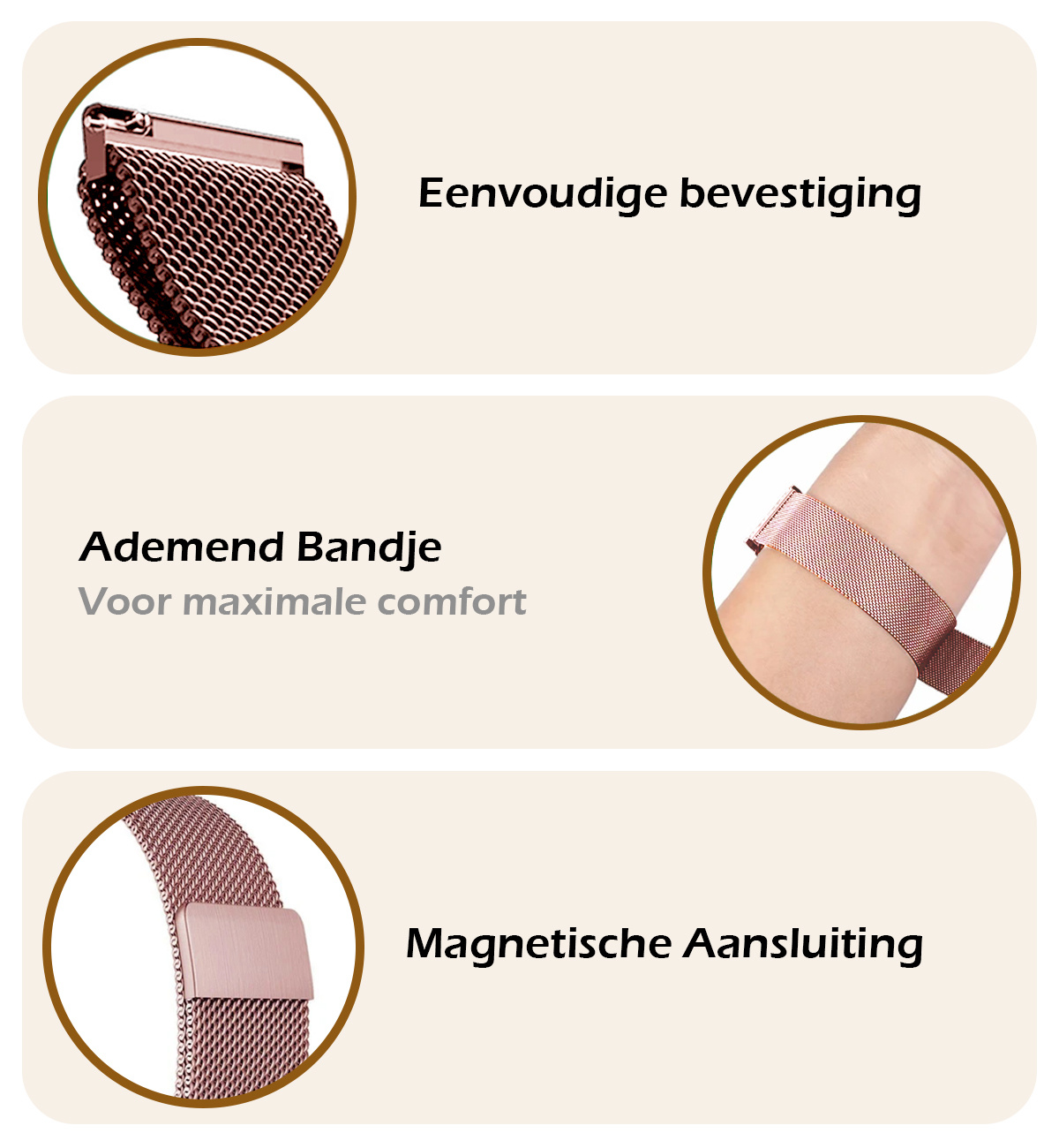 Nomfy Milanees Horlogebandje Geschikt voor Samsung Watch 5 Band Milanees Met Magneetsluiting - Bandje Geschikt voor Samsung Galaxy Watch 5 Bandje Milanees - Rose Goud