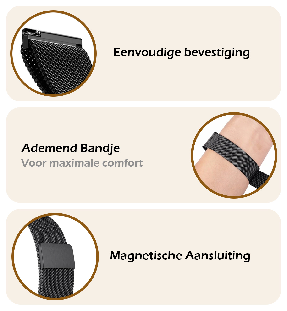Nomfy Milanees Horlogebandje Geschikt voor Samsung Watch 5 Band Milanees Met Magneetsluiting - Bandje Geschikt voor Samsung Galaxy Watch 5 Bandje Milanees - Zwart