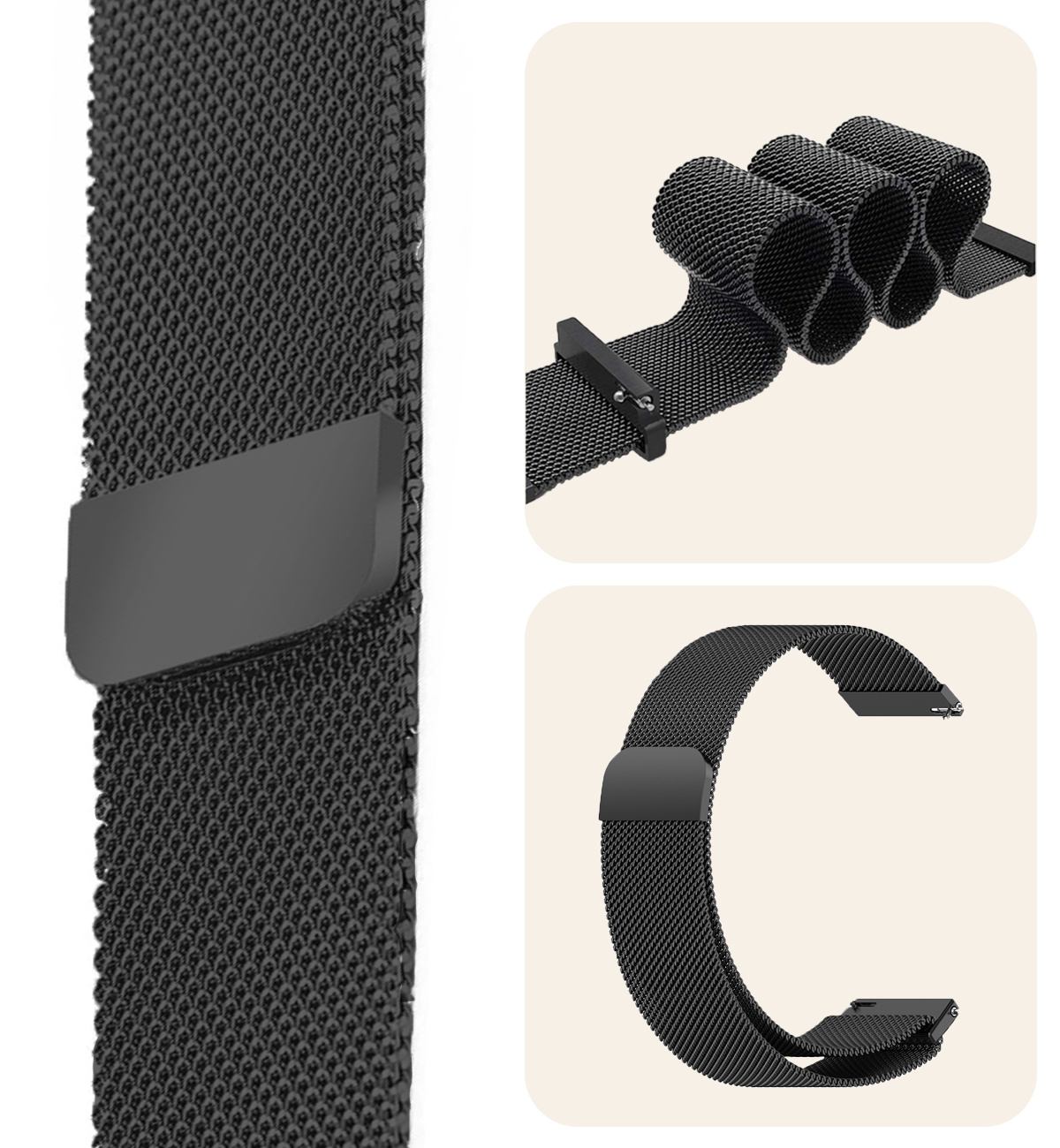 Nomfy Milanees Horlogebandje Geschikt voor Samsung Watch 6 Band Milanees Met Magneetsluiting - Bandje Geschikt voor Samsung Galaxy Watch 6 Bandje Milanees - Zwart