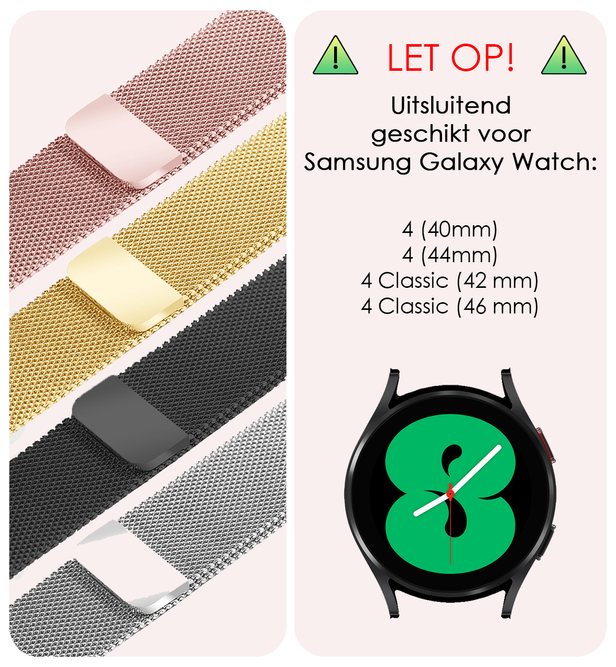 NoXx Horlogeband Milanees Geschikt voor Samsung Watch 5 Bandje Met Magneetsluiting - Bandje Geschikt voor Samsung Galaxy Watch 5 Band Milanees - Zwart