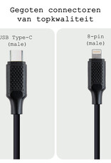 BASEY. USB C Lader Kabel Geschikt voor iPhone - USB C naar Lightning Kabel - Lightning USB Kabel - 1.5 meter - Zwart