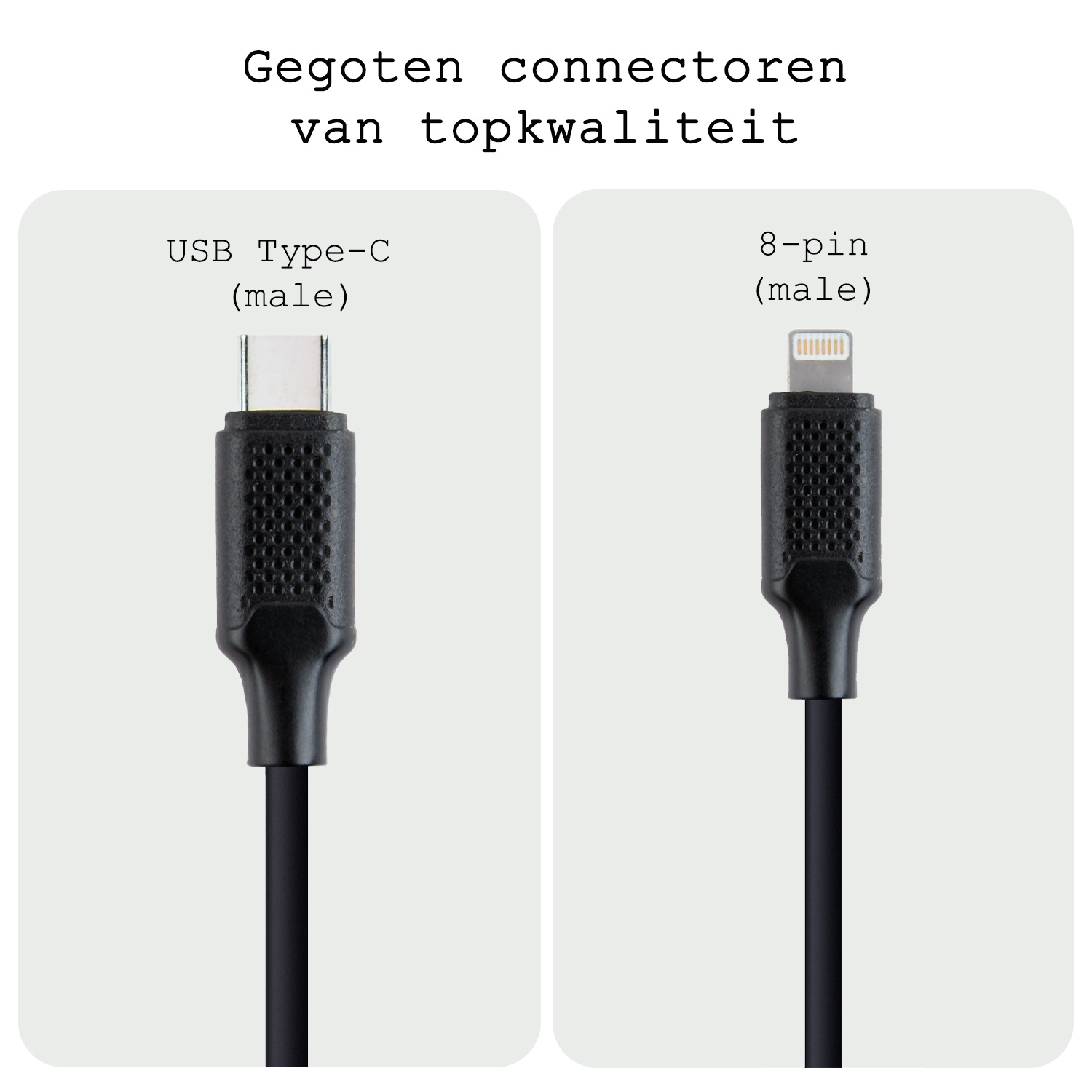 BASEY. USB C Lader Kabel Geschikt voor iPhone - USB C naar Lightning Kabel - Lightning USB Kabel - 1.5 meter - Zwart
