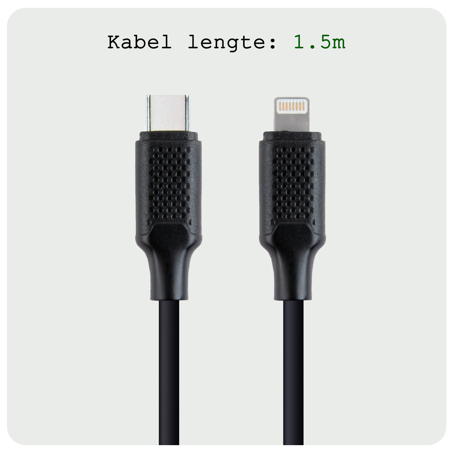 BASEY. USB C Lader Kabel Geschikt voor iPhone - USB C naar Lightning Kabel - Lightning USB Kabel - 1.5 meter - Zwart