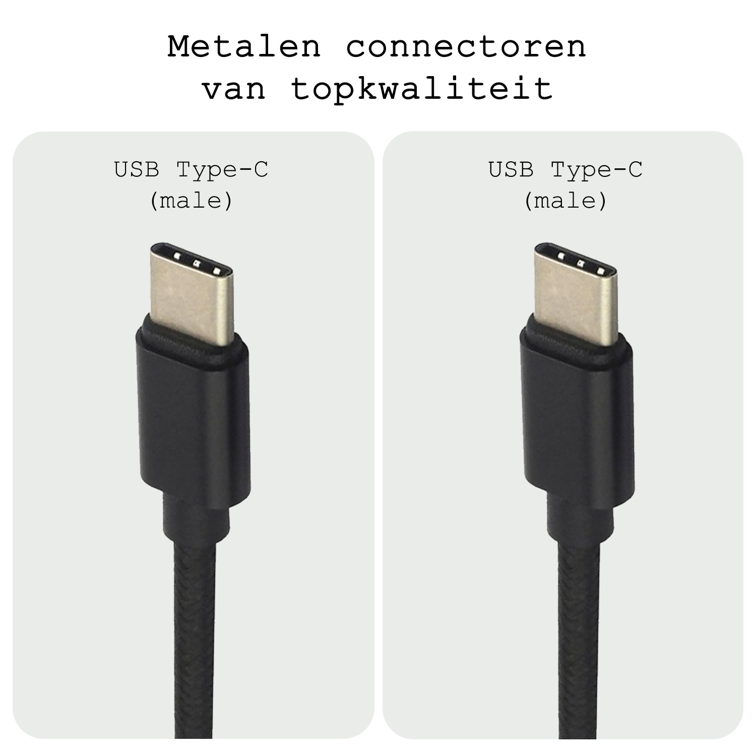 BASEY. USB C Oplader - USB C Kabel - USB C naar USB C Kabel 1.8 meter - Zwart