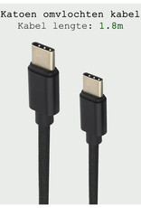 BASEY. USB C Oplader - USB C Kabel - USB C naar USB C Kabel 1.8 meter - Zwart
