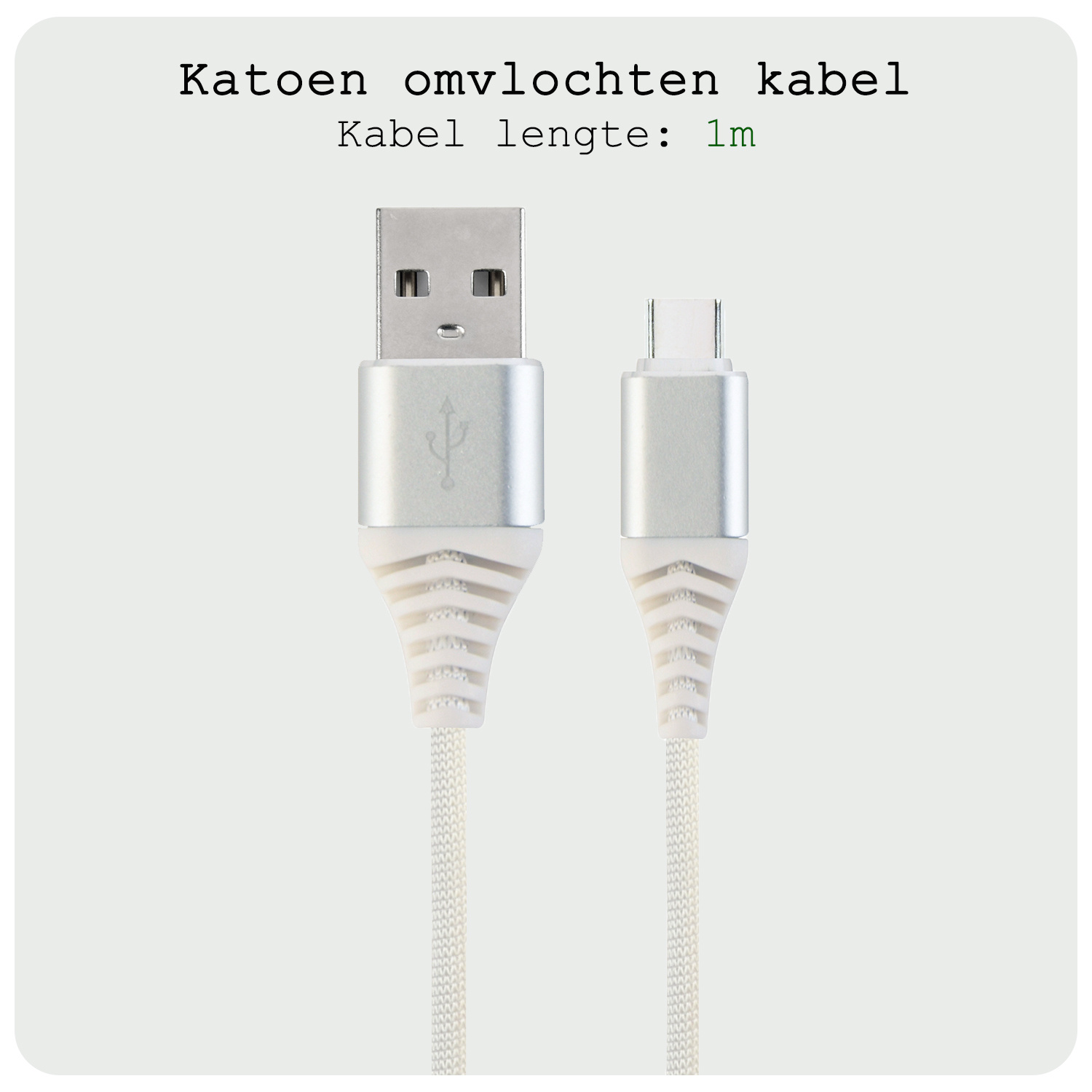 BASEY. USB C Oplader - USB C Kabel - USB C naar USB A Kabel 1 meter - Wit