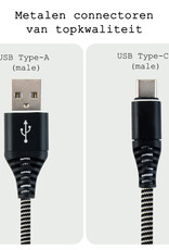 BASEY. USB C Oplader - USB C Kabel - USB C naar USB A Kabel 2 meter - Zwart
