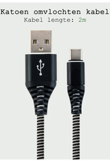 BASEY. USB C Oplader - USB C Kabel - USB C naar USB A Kabel 2 meter - Zwart