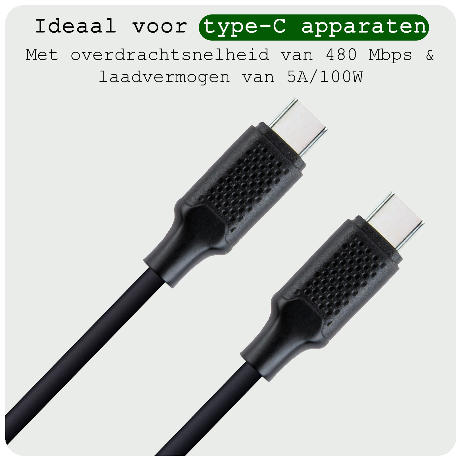BASEY. USB C Oplader 100W - USB C Kabel - USB C naar USB C Kabel 1.5 meter