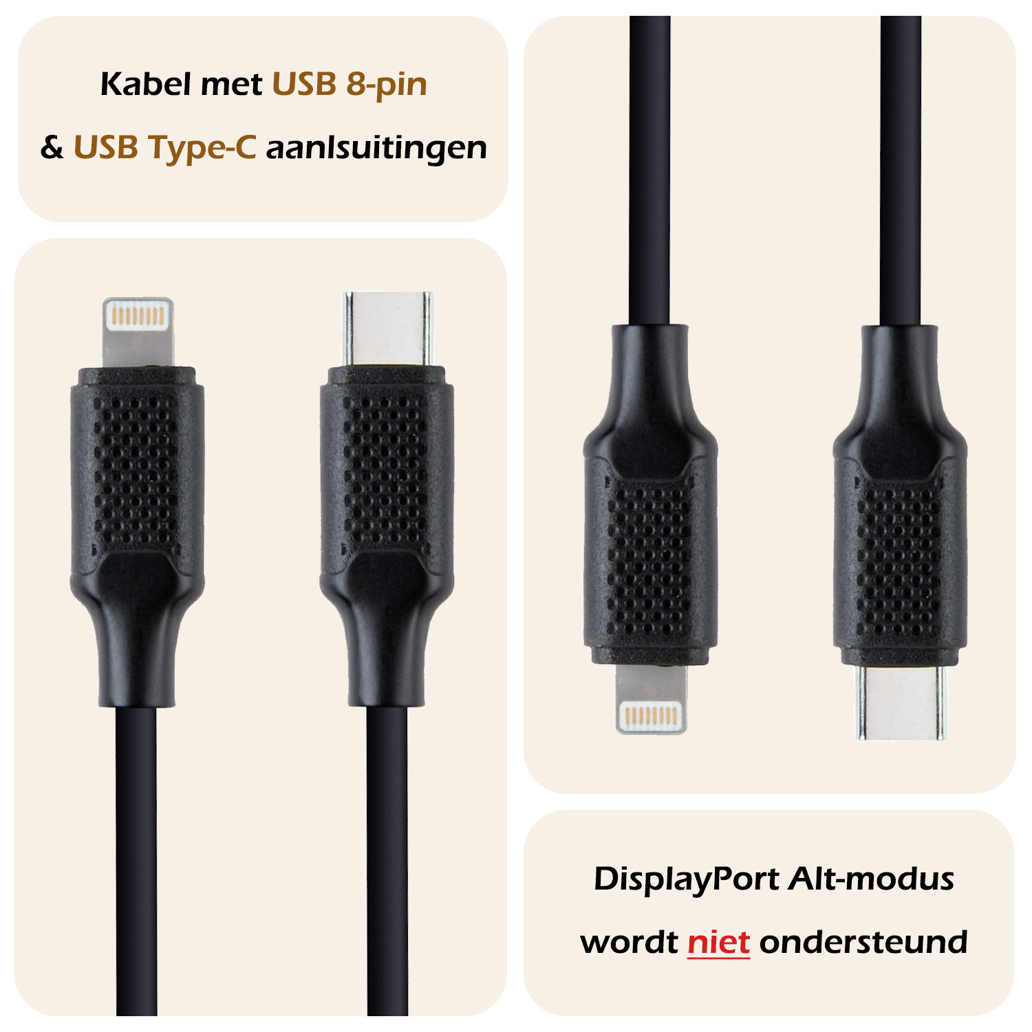Nomfy USB-C Kabels Oplaadkabel USB-C Kabel Geschikt voor iPhone Lightning - USB C Kabel Geschikt Voor Lightning Datakabel - Zwart - 1,5 meter