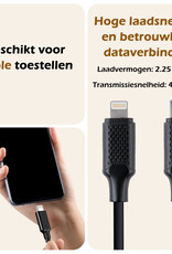 Nomfy USB-C Kabels Oplaadkabel USB-C Kabel Geschikt voor iPhone Lightning - USB C Kabel Geschikt Voor Lightning Datakabel - Zwart - 1,5 meter