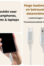Nomfy USB-C Kabels Oplaadkabel USB-C Kabel Gevlochten Nylon - USB C naar USB A Datakabel - Wit - 2 meter