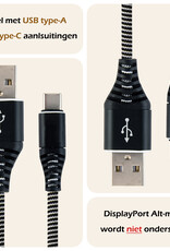Nomfy USB-C Kabels Oplaadkabel USB-C Kabel Gevlochten Nylon - USB C naar USB A Datakabel - Zwart/Wit - 2 meter