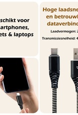 Nomfy USB-C Kabels Oplaadkabel USB-C Kabel Gevlochten Nylon - USB C naar USB A Datakabel - Zwart/Wit - 2 meter