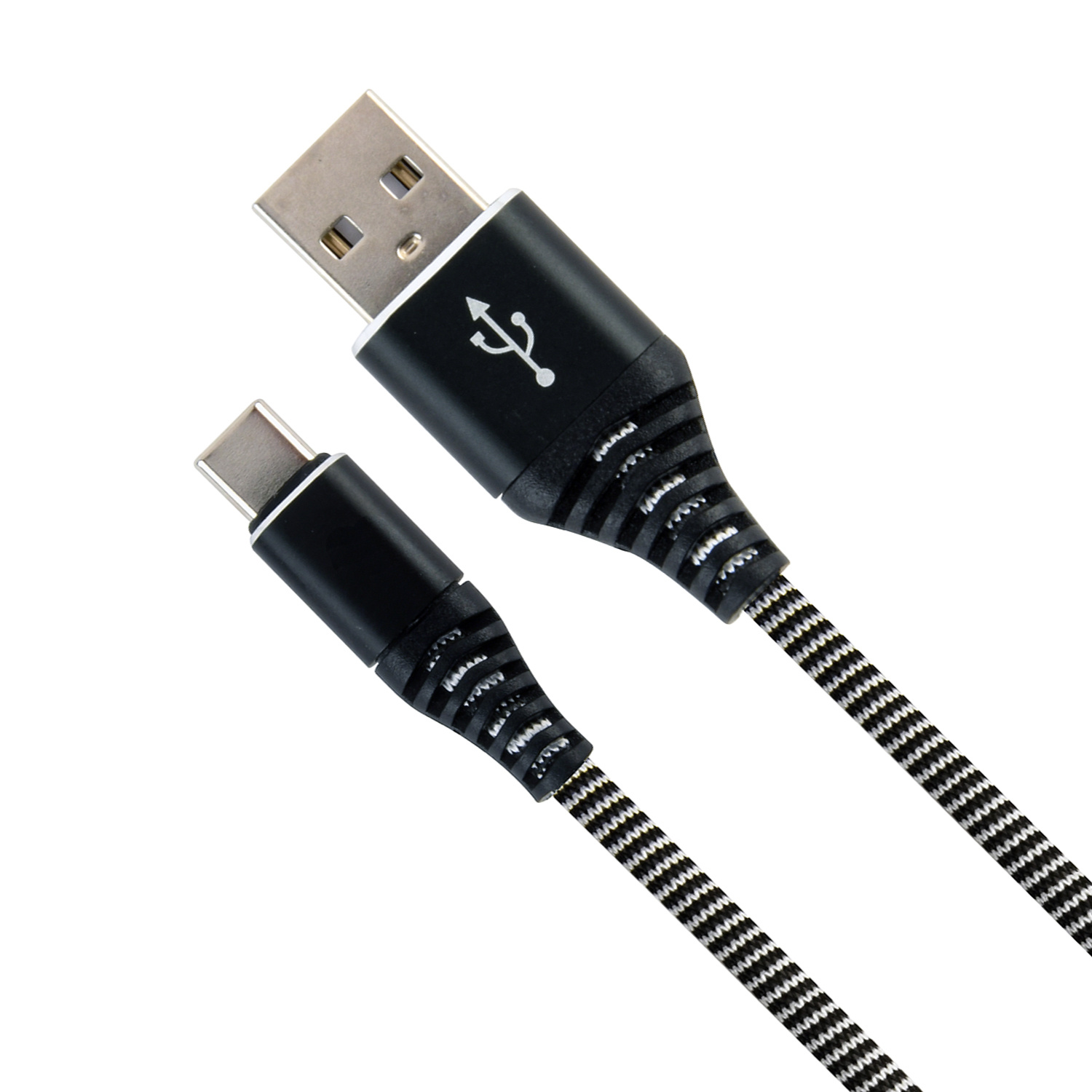 Nomfy USB-C Kabels Oplaadkabel USB-C Kabel Gevlochten Nylon - USB C naar USB A Datakabel - Zwart/Wit - 2 meter