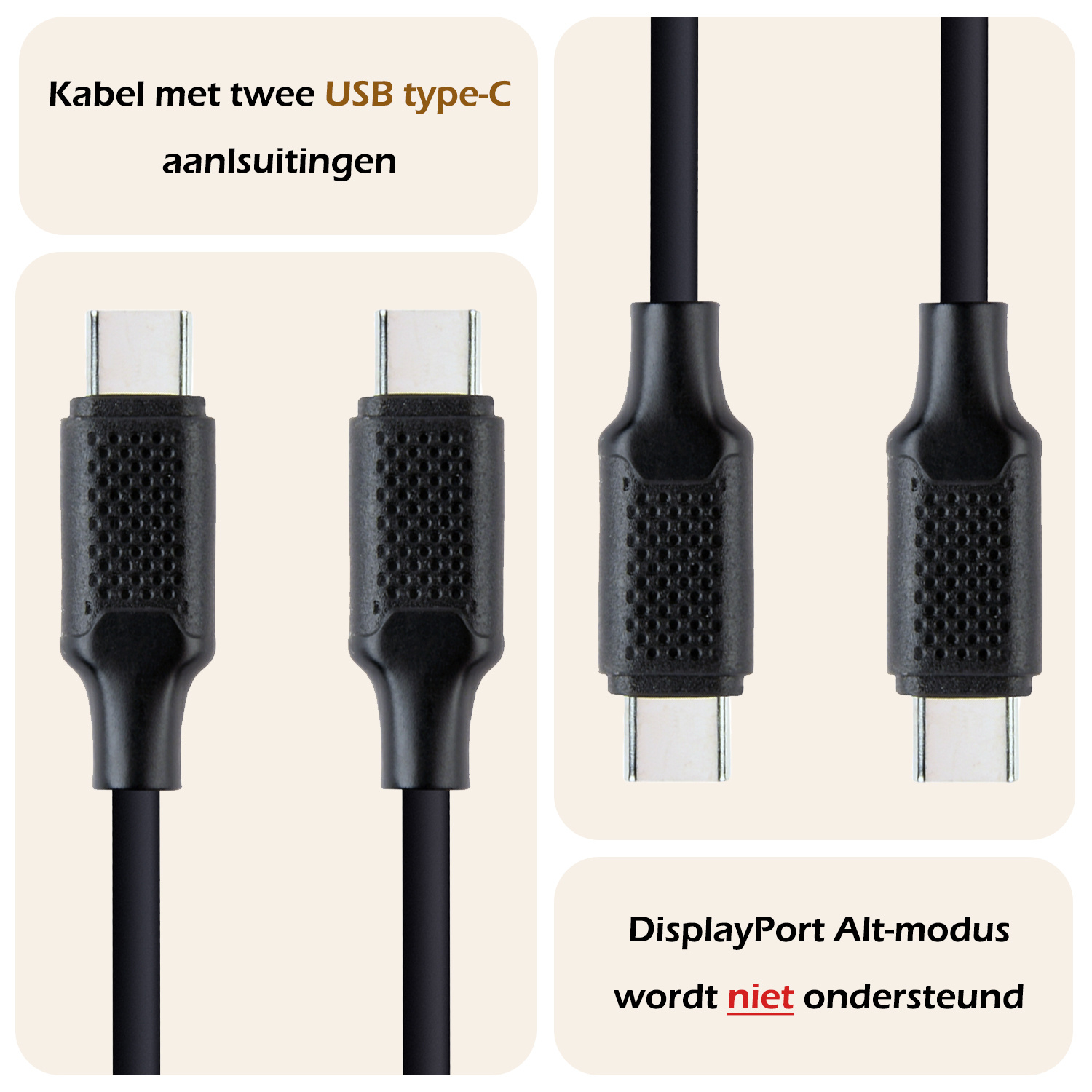 Nomfy USB-C Kabels Oplaadkabel USB-C Kabel (100W) - USB C naar USB C Datakabel - Zwart - 1,5 meter
