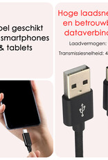 NoXx USB-C Kabels Oplaadkabel USB A naar USB C Kabel Nylon - USB C Kabel Data - USB C naar USB A Kabel - 1.8 meter - Zwart