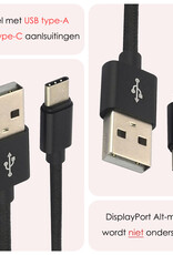 NoXx USB-C Kabels Oplaadkabel USB A naar USB C Kabel Nylon - USB C Kabel Data - USB C naar USB A Kabel - 1.8 meter - Zwart