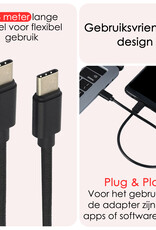 NoXx USB-C Kabels Oplaadkabel USB C naar USB C Kabel Nylon - USB C Kabel Data - USB C naar USB C Kabel - 1.8 meter - Zwart