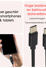 NoXx USB-C Kabels Oplaadkabel USB C naar USB C Kabel Nylon - USB C Kabel Data - USB C naar USB C Kabel - 1.8 meter - Zwart