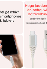 NoXx USB-C Kabels Oplaadkabel USB A naar USB C Kabel Nylon - USB A Kabel Data - USB A naar USB C Kabel - 1 meter - Wit