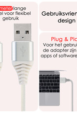 NoXx USB-C Kabels Oplaadkabel USB A naar USB C Kabel Nylon - USB A Kabel Data - USB A naar USB C Kabel - 2 meter - Wit