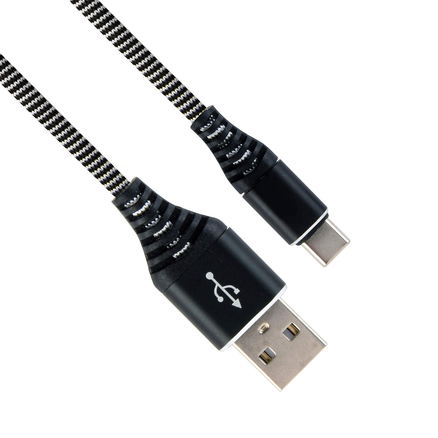 NoXx USB-C Kabels Oplaadkabel USB A naar USB C Kabel Nylon - USB A Kabel Data USB A naar USB C Kabel - 1 meter - Zwart/Wit